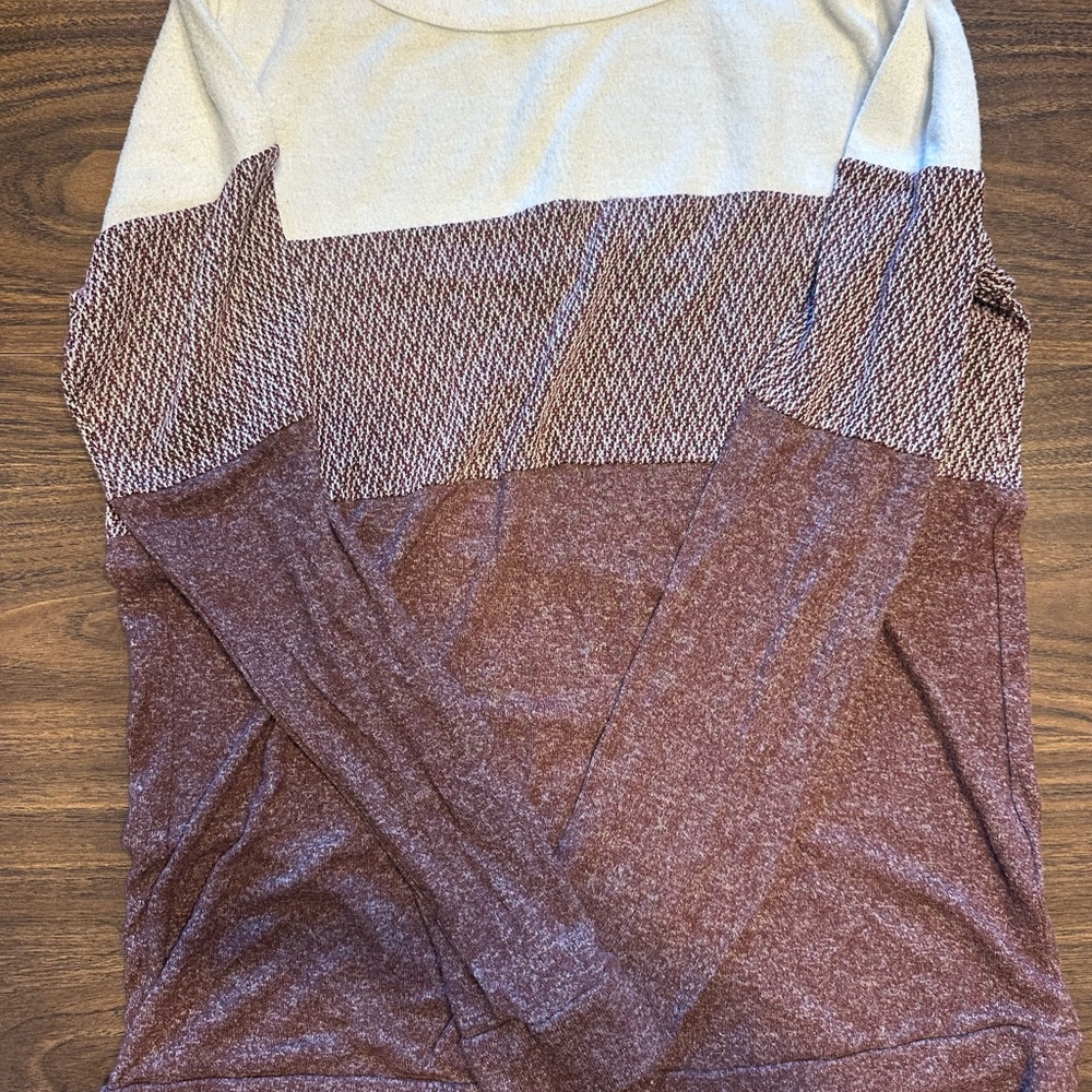 Pink Clover Cream and Brown Long Sleeve Top